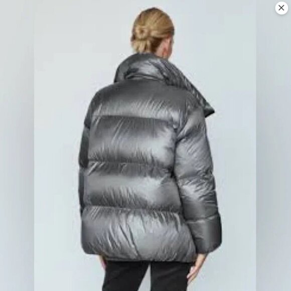 Massimo Dutti Down Puffer Coat in Silver Grey Metallic Size M - Picture 17 of 17